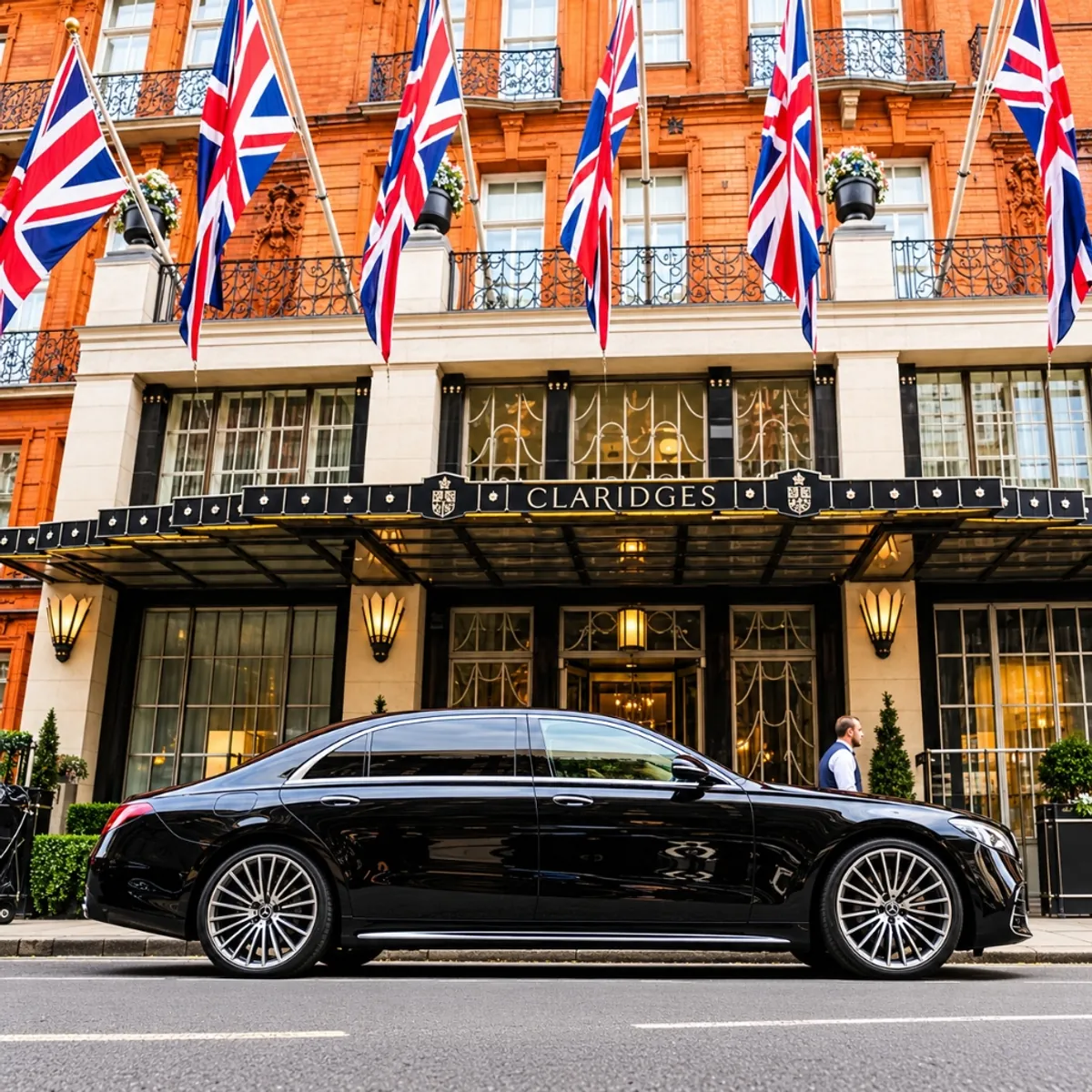 Claridge's hotel luxury Mercedes chauffeur arrival during Frieze art week